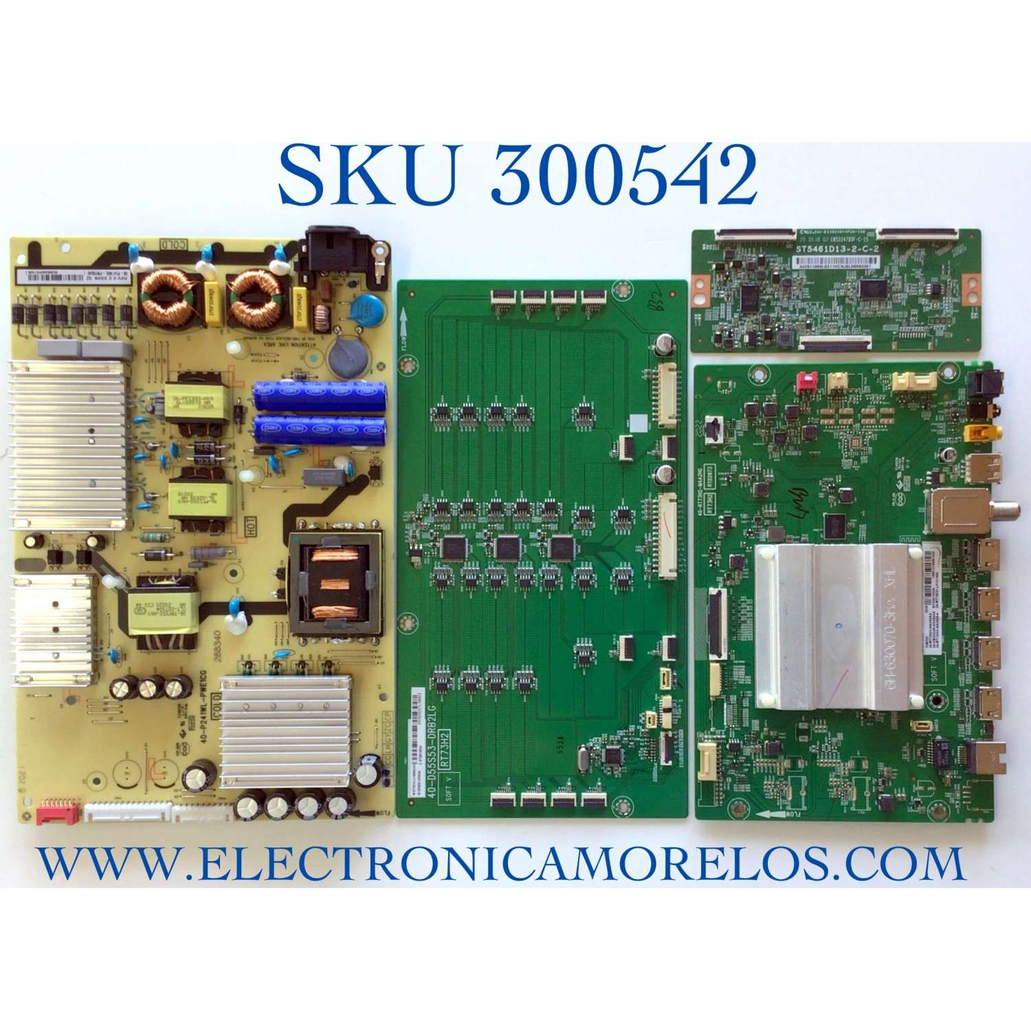 KIT DE TARJETAS PARA TV TCL SMART TV / MAIN 08-CS55CUN-OC424AA / 40-RT73H2-MAA2HG / RT73H2 / RTD2873 / T-CON 342911009L / ST5461D13-2-C-2 / DRIVER 08-D55S530-DR200AA / 40-D55S53-DRB2LG / FUENTE 08-P241W0L-PW200AE / 40-P241WL-PWE1CG / MODELO 55S535